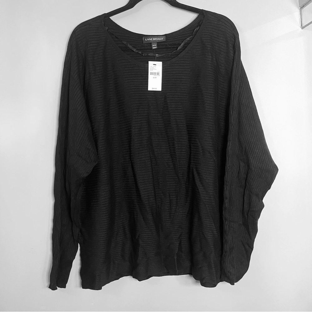 Lane Bryant Ribbed Sweater Plus Size Black Sweater Long sleeve Top Size 22/24